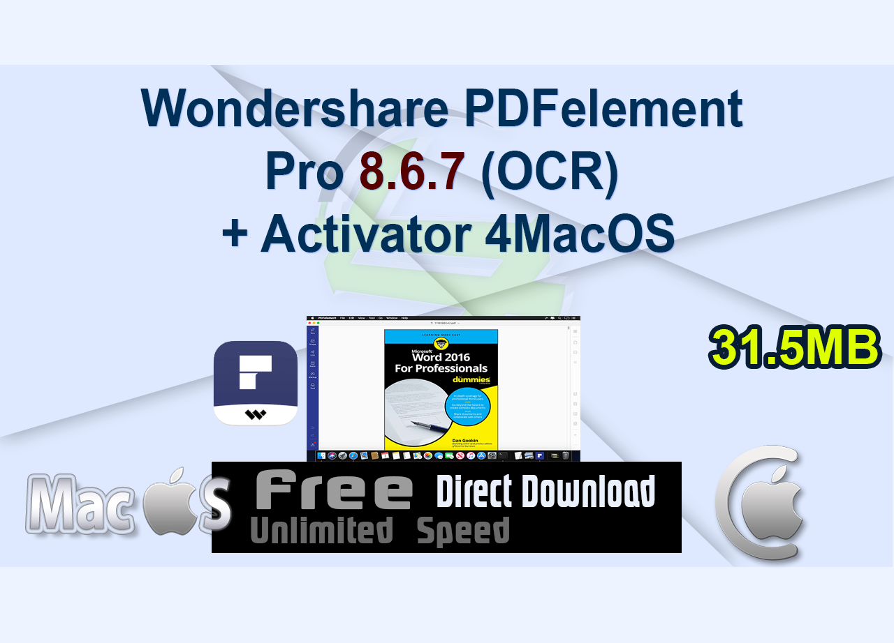 Wondershare PDFelement Pro 8.6.7 (OCR) + Activator 4MacOS