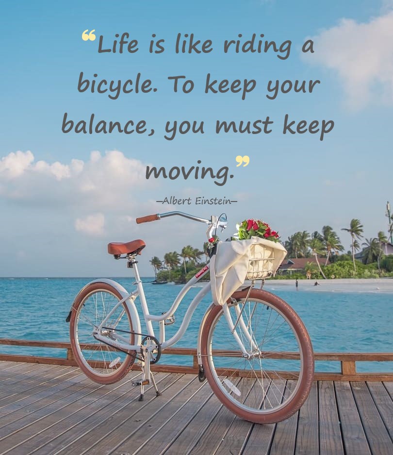 Life is like riding a bicycle. To keep your balance, you must keep moving.