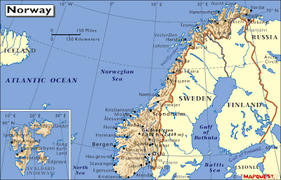 Kort over Norge Land