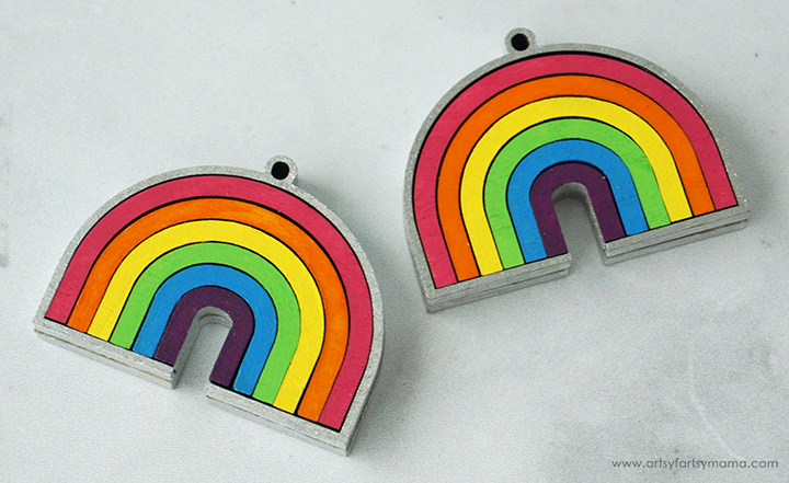 Wood Rainbow Earrings