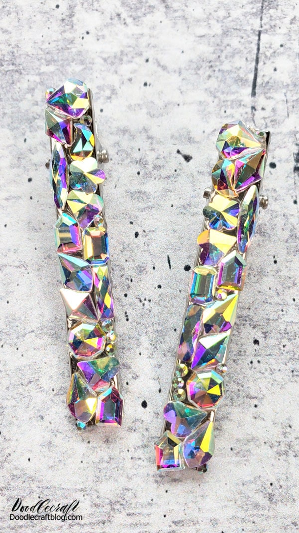 Here's a pair of clips using the different shapes of rhinestones. I love how it turned out.