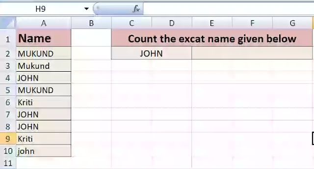 EXACTFunction with countif in excel in hindi