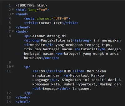 format text pada html, penggunaan format text Html