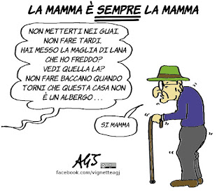 festa della mamma, pensione, umorismo, vignetta