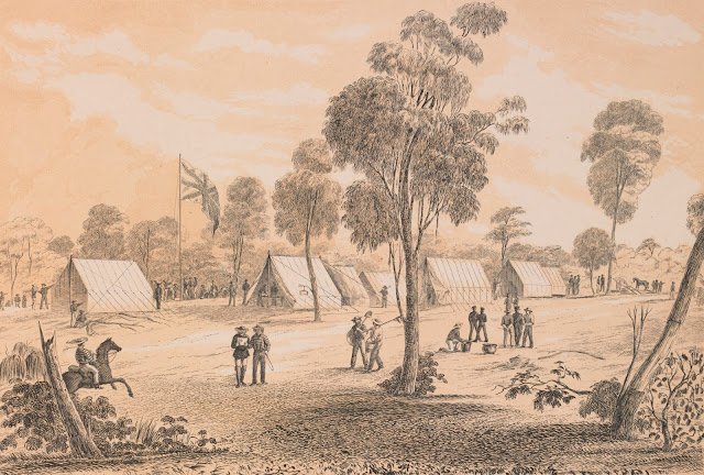 Commissioners Tent & Officers Quarters Forest Creek, Mt Alexander, December 1851