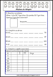 Avaliação de matemática 3 ano 