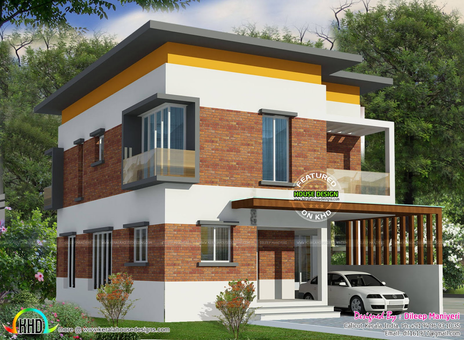 3 bedroom flat  roof  small  home  Kerala home  design and 