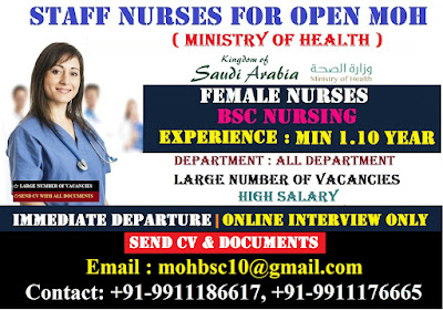 Urgently Required Staff Nurses for Open MOH (Ministry of Health)