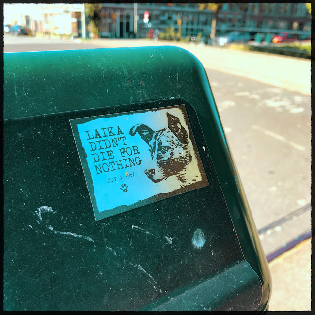 Sticker 'Laika didn't die for nothing'