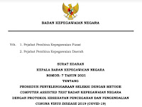 Surat Edaran Penyelenggaraan Sistem CAT, BKN Sesuai Prokes Tahun 2021