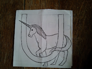 New sketch for geeky U for Unicorn