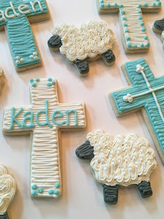 Baby Boy Baptism Themed Cookies
