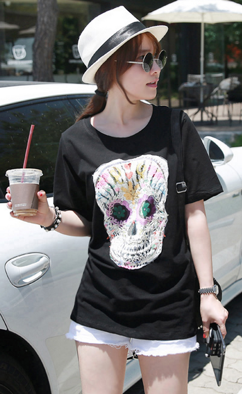Embroidered Skull T-Shirt