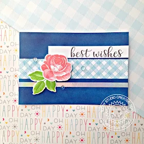 Sunny Studio Stamps: Everything's Rosy Everyday Greetings Background Basics Best Wishes Card by Franci Vignoli