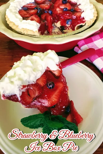 Strawberry & Blueberry Ice Box Pie at Miz Helen's Country Cottage