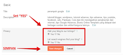 Settingan Privacy Blogger