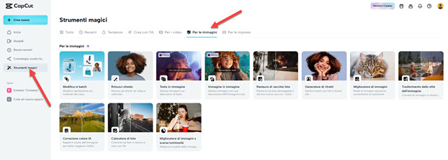strumenti magici di capcut