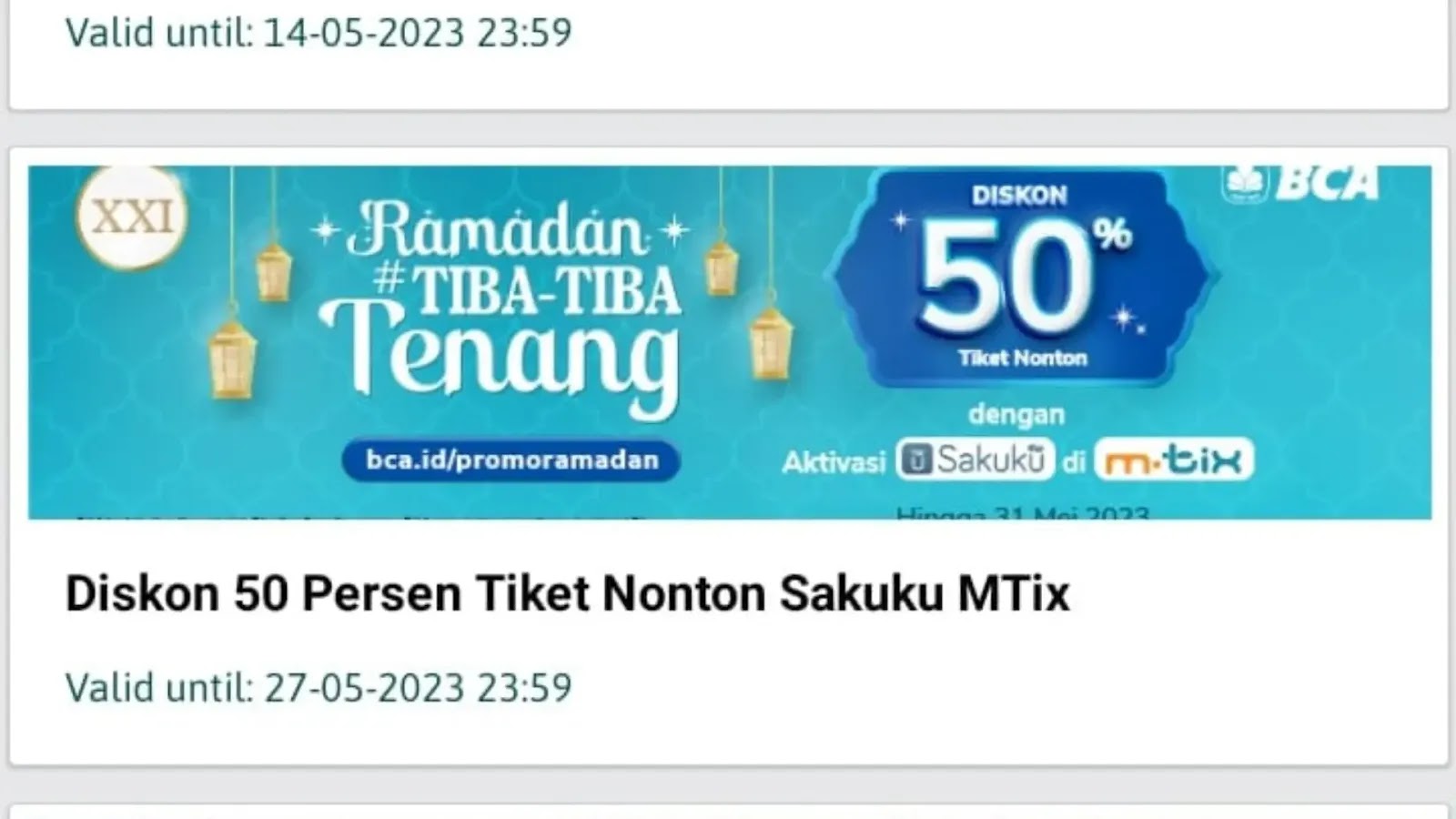 Promo M-Tix: Dapatkan Diskon 50% (hingga Rp 20rb) Setelah Aktivasi Sakuku