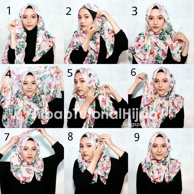 tutorial hijab segi empat terbaru dan simple 2016