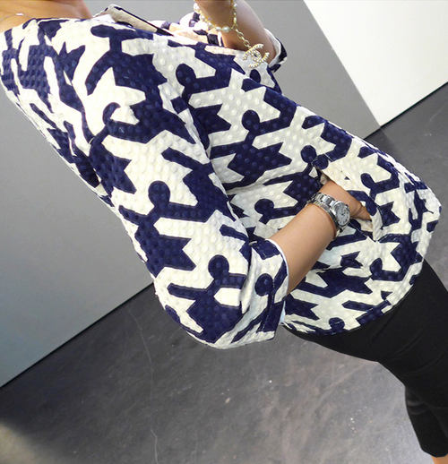 Puzzle Print Collarless Jacket