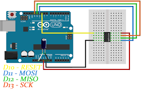 Подключение ATtiny85 к Ардуино для записи загрузчика