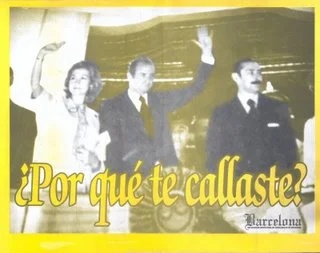 Contracapa da revista Barcelona com foto do rei Juan Carlos, da rainha Sofia e do general Videla