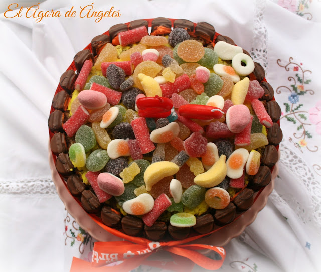 Tarta cumpleaños, chuches, Kinder Bueno