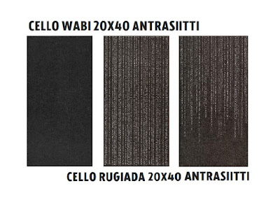 Cello Wabi 20x40 antrasiitti, Cello Rugiada 20x40 antrasiitti