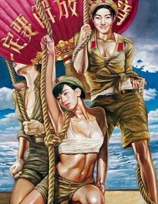 Beautiful Chinese Army Girls Paintings