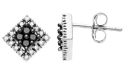 Black and White Diamond Stud Earring