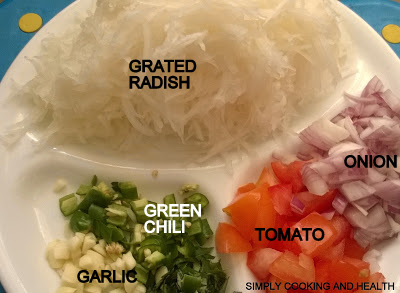 Ingredients for Spicy Daikon Radish stir-fried with tomato
