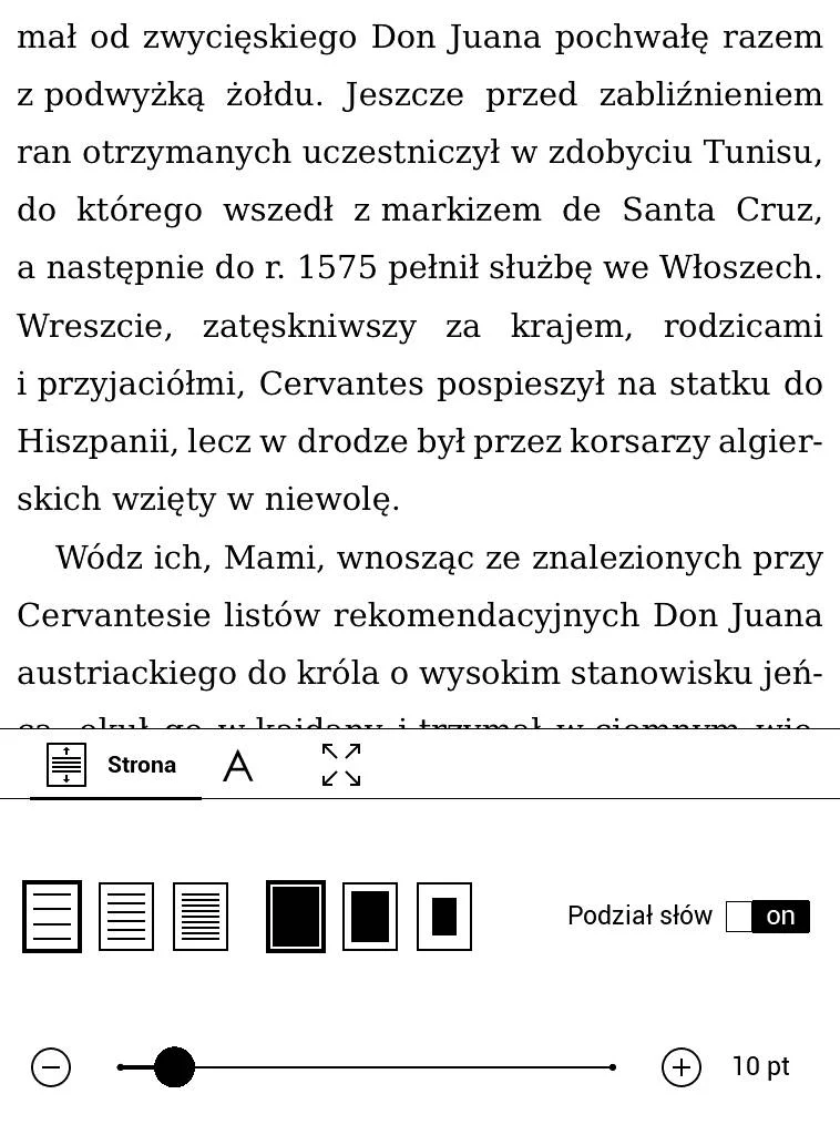 PocketBook Touch Lux 4 – e-book z ustawionym największym odstępem między liniami