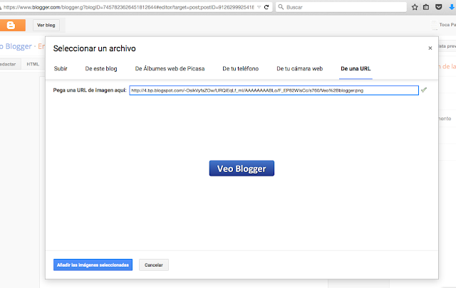 http://veoblogger.blogspot.comIncluir la foto en blogger desde el Editor de Entradas de Blogger