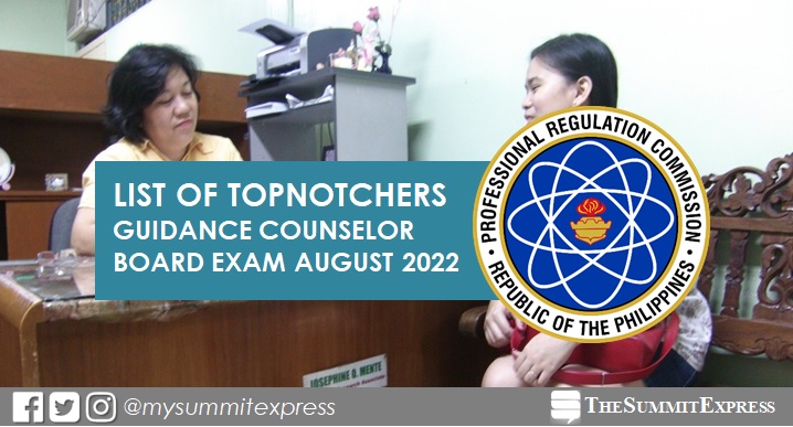 RESULT: August 2022 Guidance Counselor board exam top 10 passers