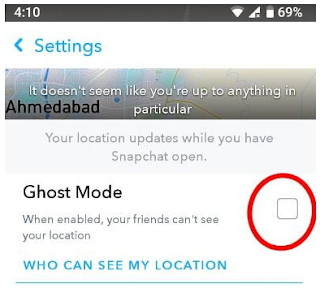 Cara mengaktifkan Ghost mode (mode Hantu) di Snapchat android untuk menyembunyikan lokasi pemetaan snap Anda 