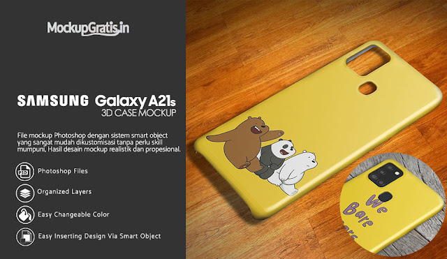 Mockup Case 3D Samsung Galaxy A21s Gratis