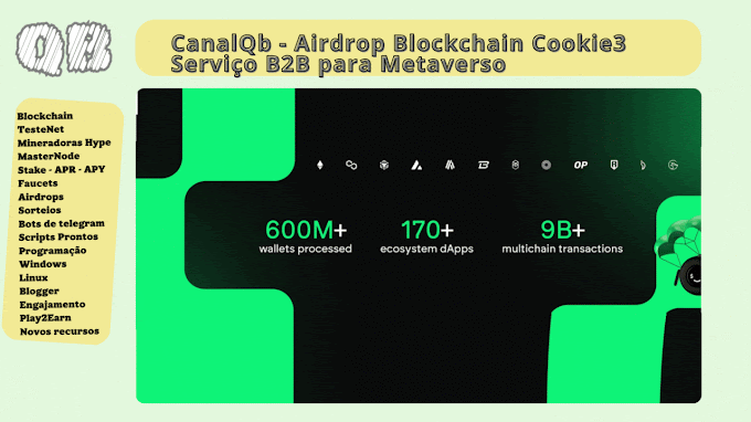 CanalQb - Airdrop - Blockchain Cookie3 - Serviço B2B para Metaverso