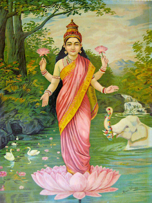 Lakshmi, the goddess of wealth (1906) painting Raja Ravi Varma