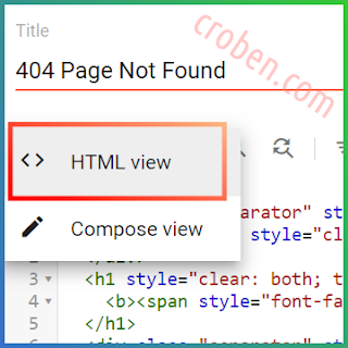 Custom 404 Page Not Found In Blogger Step 2