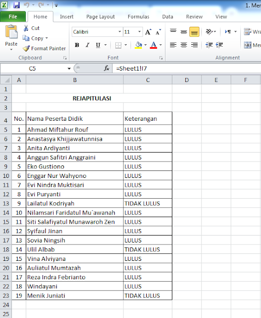 Rumus Menampilkan Data dari Sheet Berbeda