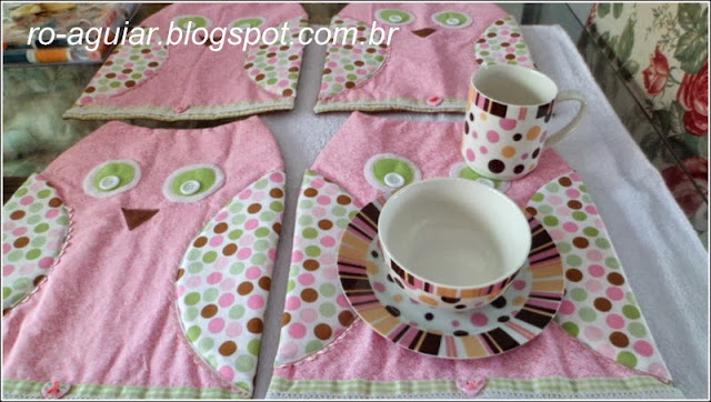 jogo-americano em patchwork de coruja com PAP (DIY)