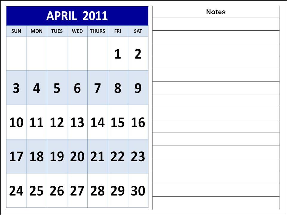 april 2011 calendar with holidays printable. printable april 2011 calendar