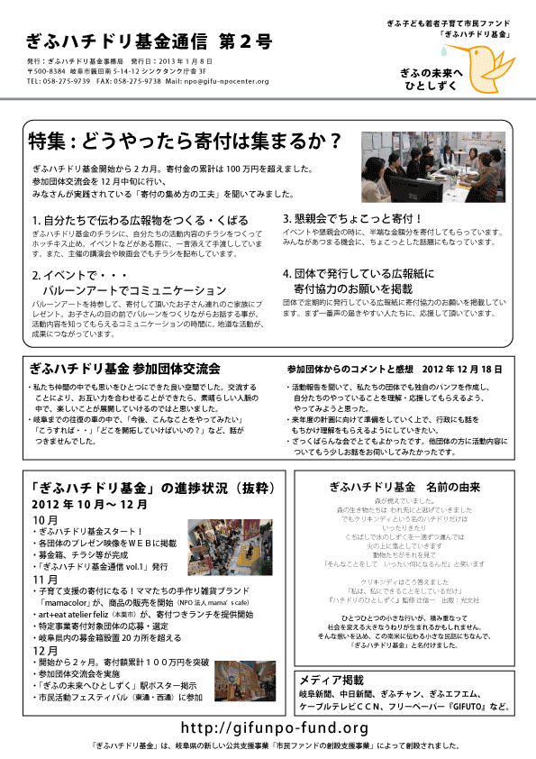 ぎふハチドリ基金通信第2号　画像