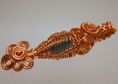 Wrapped up: copper, stabilized turquoise chips, OOAK pendant :: All Pretty Things