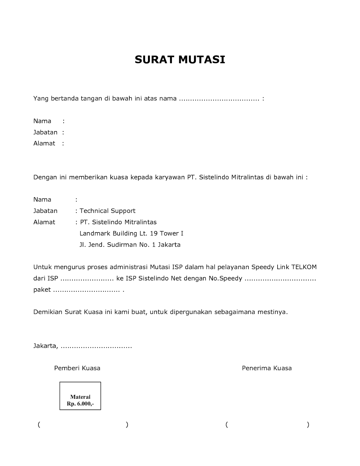 Contoh Surat Permohonan Mutasi Guru  Contoh Surat