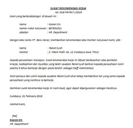 Contoh surat penempatan kerja - Contoh Surat