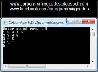 Output of Number Pyramid Pattern C program