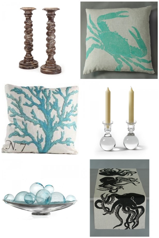 Seahorse Pillows Beach House Wall Art Lamps and Crab Table Runners