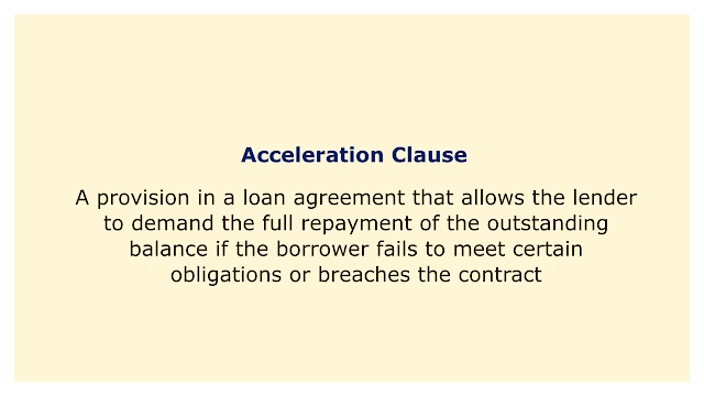 A provision in a loan agreement that allows the lender to demand the full repayment of the outstanding balance if the borrower fails.