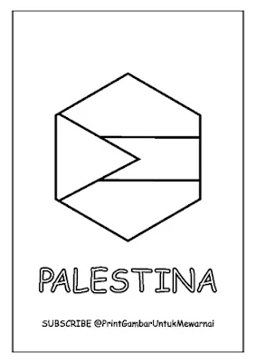 Gambar Mewarnai Bendera Palestina PDF Bentuk Segi Enam 1